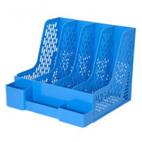 齐心 B2034 多功能资料架 4格  蓝色 文件栏 文件架